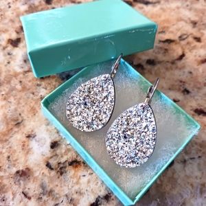 NWOT- Handmade Large Silver Druzy Earrings